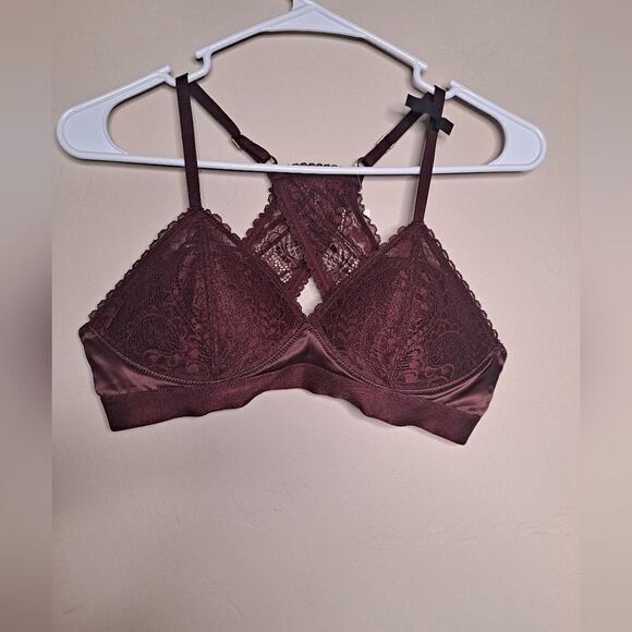 NWT Aerie Real Power Wireless Push Up Paisley Lace Bra Royal Berry Balconette - Picture 1 of 6